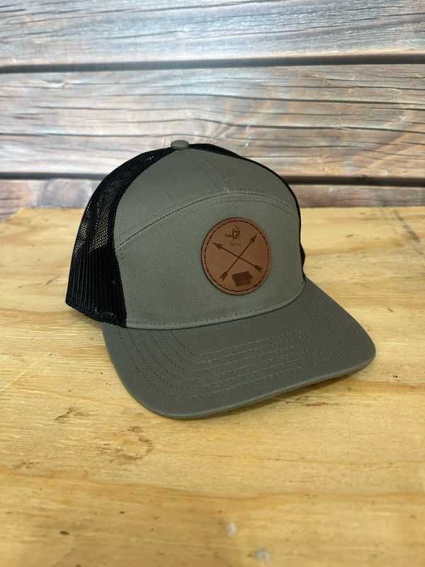 Olive/Black Camper Leather Patch Hat