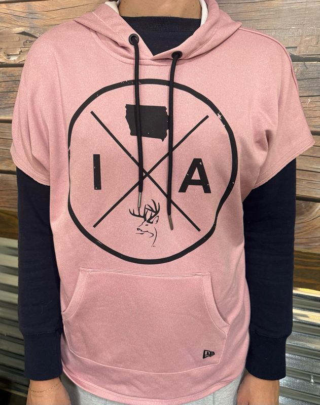 TBI New Era Cutoff Sweatshirt - Light Pink
