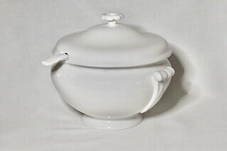 Whiteware Soup Tureen and ladle