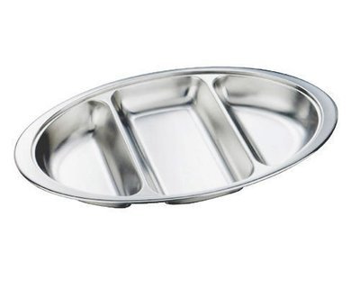 Vegetable Dishes 14" (35.5 cm)(3 Division) Stainless Steel