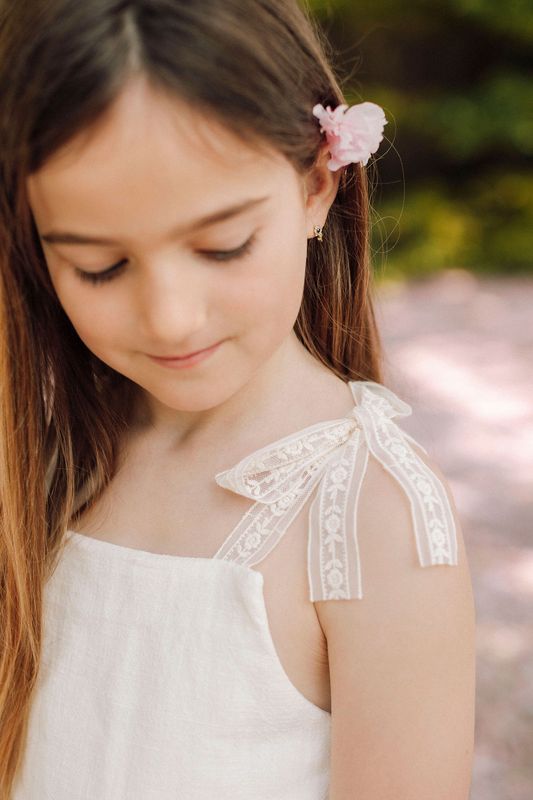 Jade Linen Top - Adjustable Shoulder Knots (1 to 8 years)