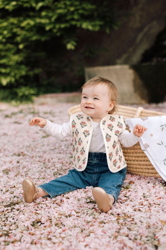 Hand-Printed Indian Cotton Quilted Vest