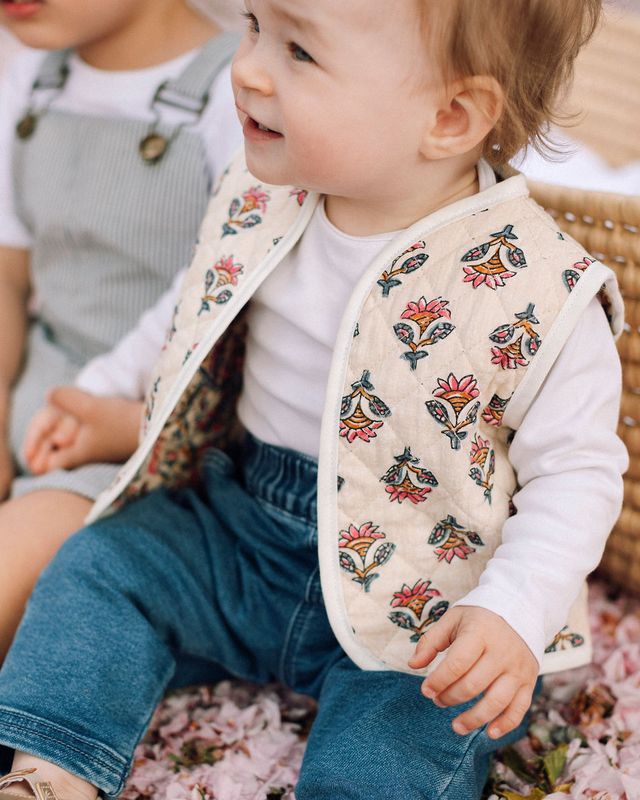 Hand-Printed Indian Cotton Quilted Vest