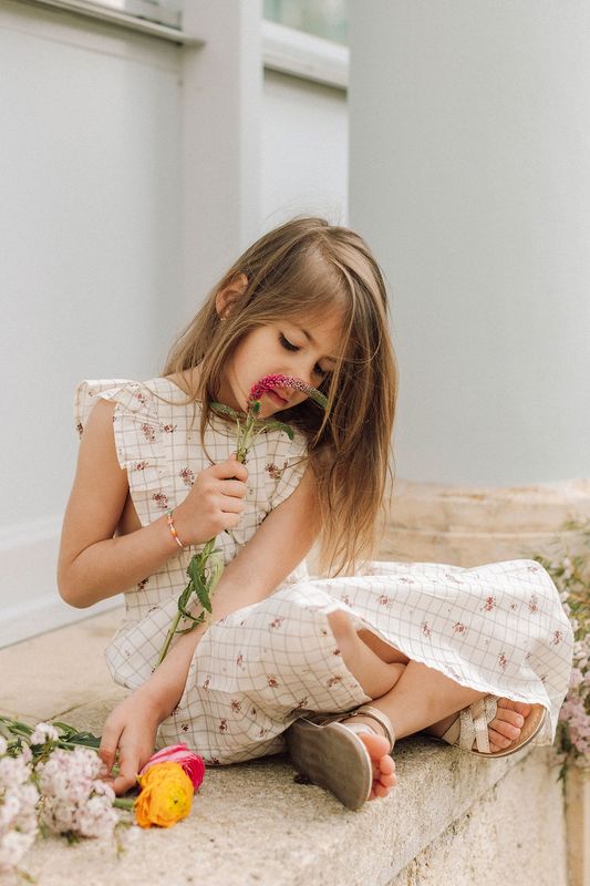 Juliette Dress in Organic Cotton - Lightness and Elegance for Little Girls