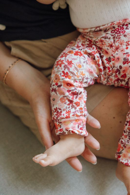 Cotton Baby Leggings – Burgundy Floral Print