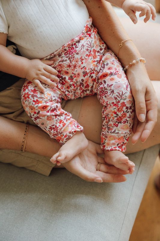Cotton Baby Leggings – Burgundy Floral Print