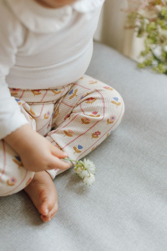 Striped and floral cotton baby leggings