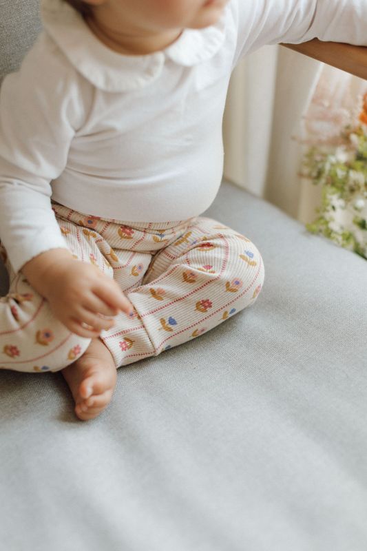 Striped and floral cotton baby leggings