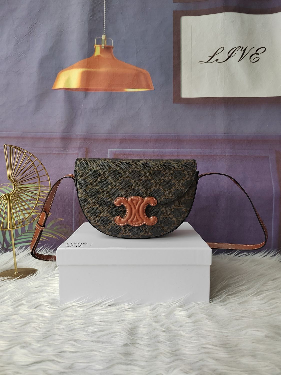 Celine bag CEI10 – Triomphe Leather Crossbody Bag with Magnetic Clasp