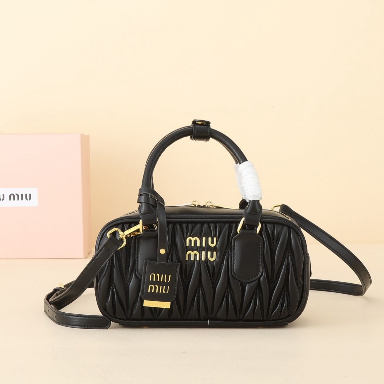 Miu Miu bag MII03 – Matelasse Leather Bowling Bag with Gold Hardware