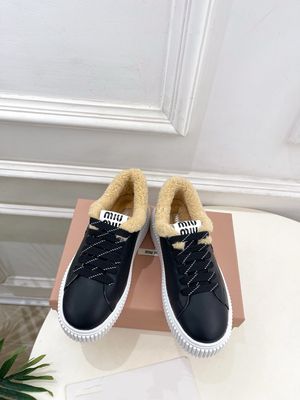 Miu miu shoes MAII02 – Shearling-Lined Leather Sneakers