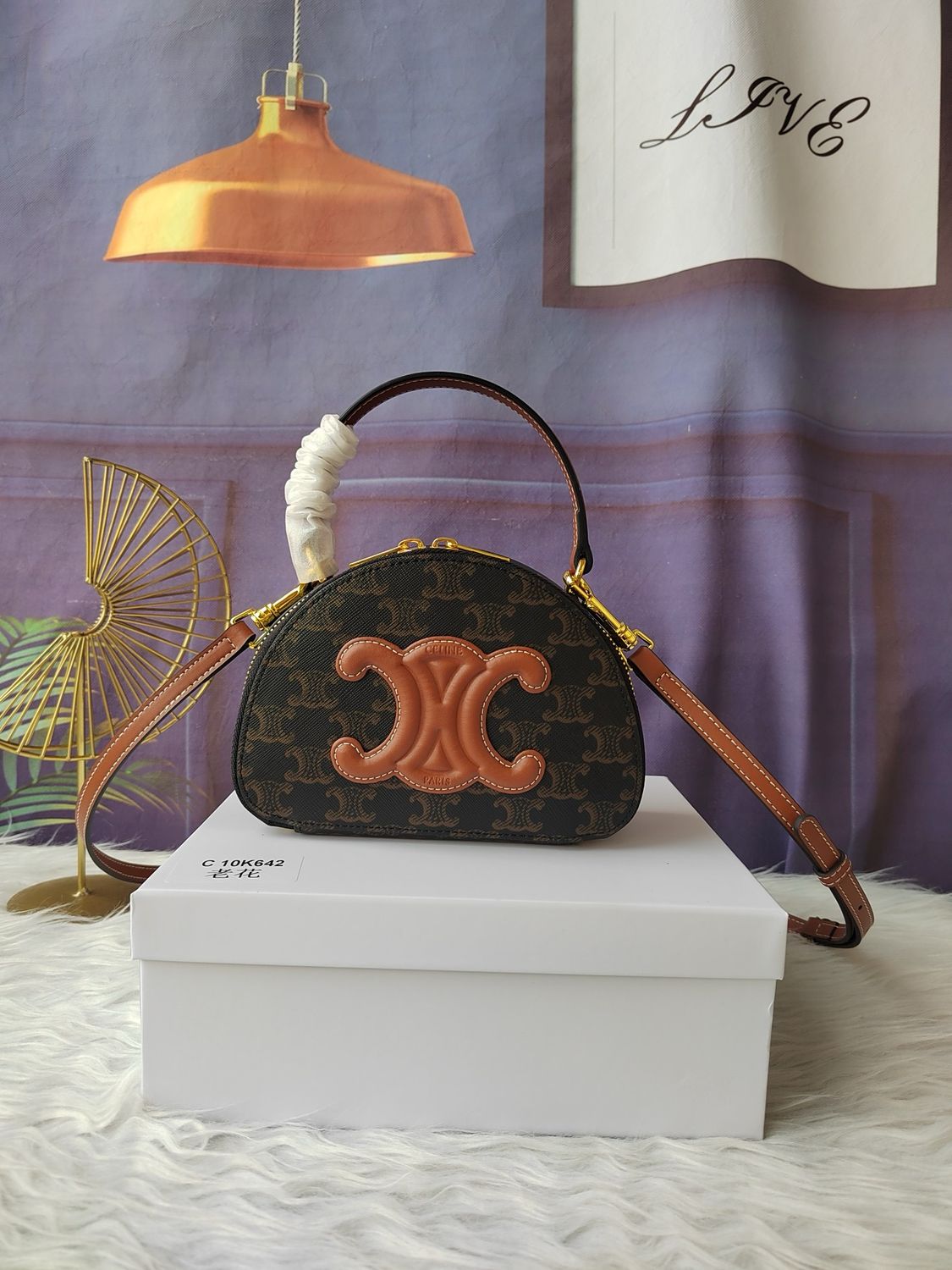 Celine bag CEI13 — Triomphe Mini Leather Shoulder Bag