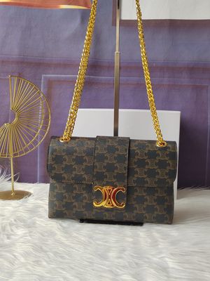 Celine bag CEI18 – Triomphe Leather Chain Crossbody Bag