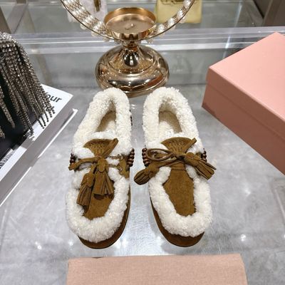 Miu Miu Shoes — MAII09 Shearling Flat Moccasin Loafers