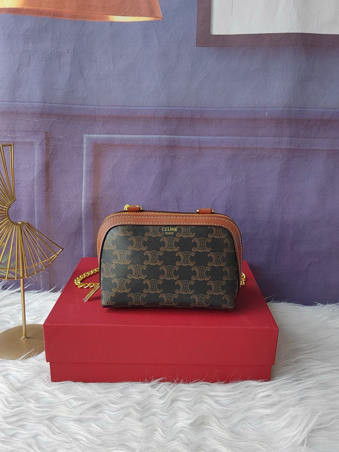 Celine Bag CEI22 — Mini Triomphe Monogram Shoulder Bag