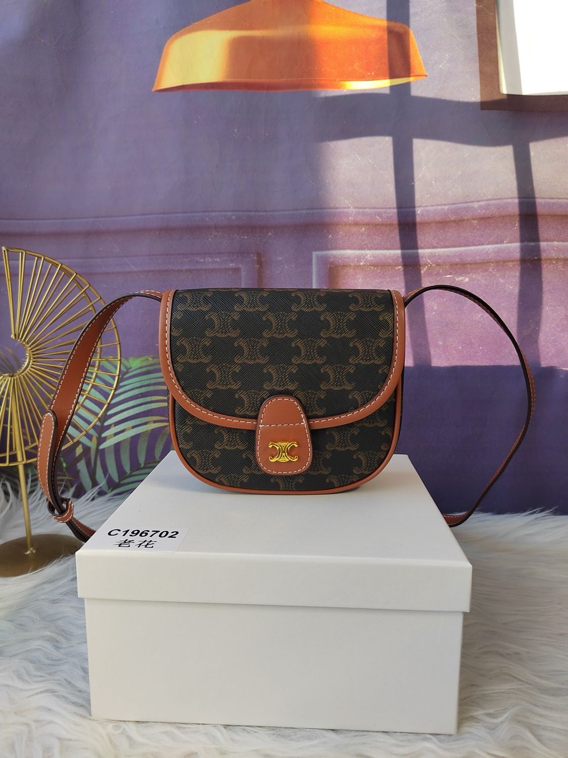 Celine Bag CEI23 — Mini Triomphe Monogram Flap Bag