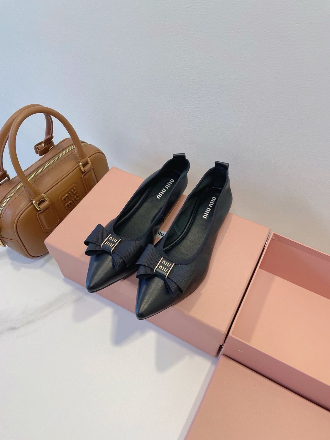 Miu Miu Shoes MAIJ01 — Bow Pointed-Toe Ballet Flats