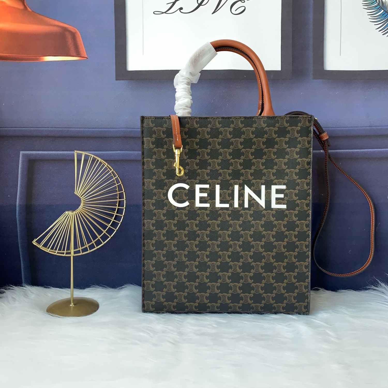 Celine Bag CEJ02 — Triomphe Leather Vertical Cabas Tote