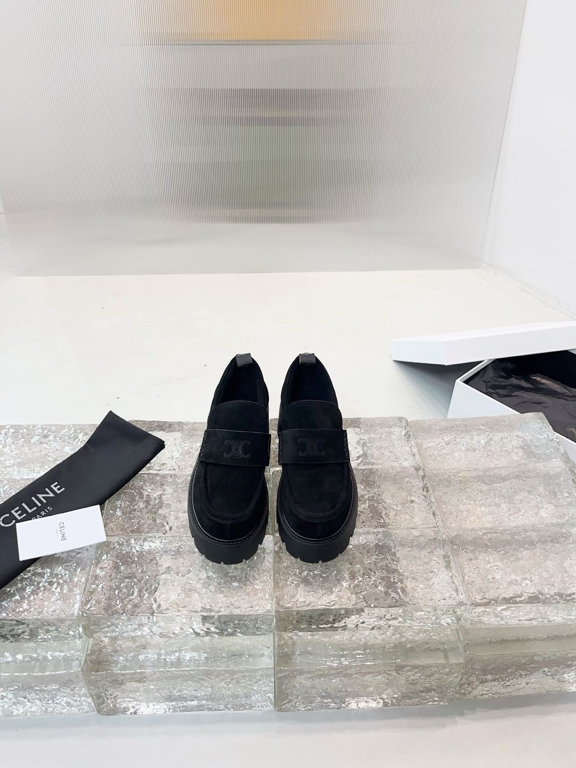 Celine Shoes CELJ02 — Triple Suede Platform Loafers