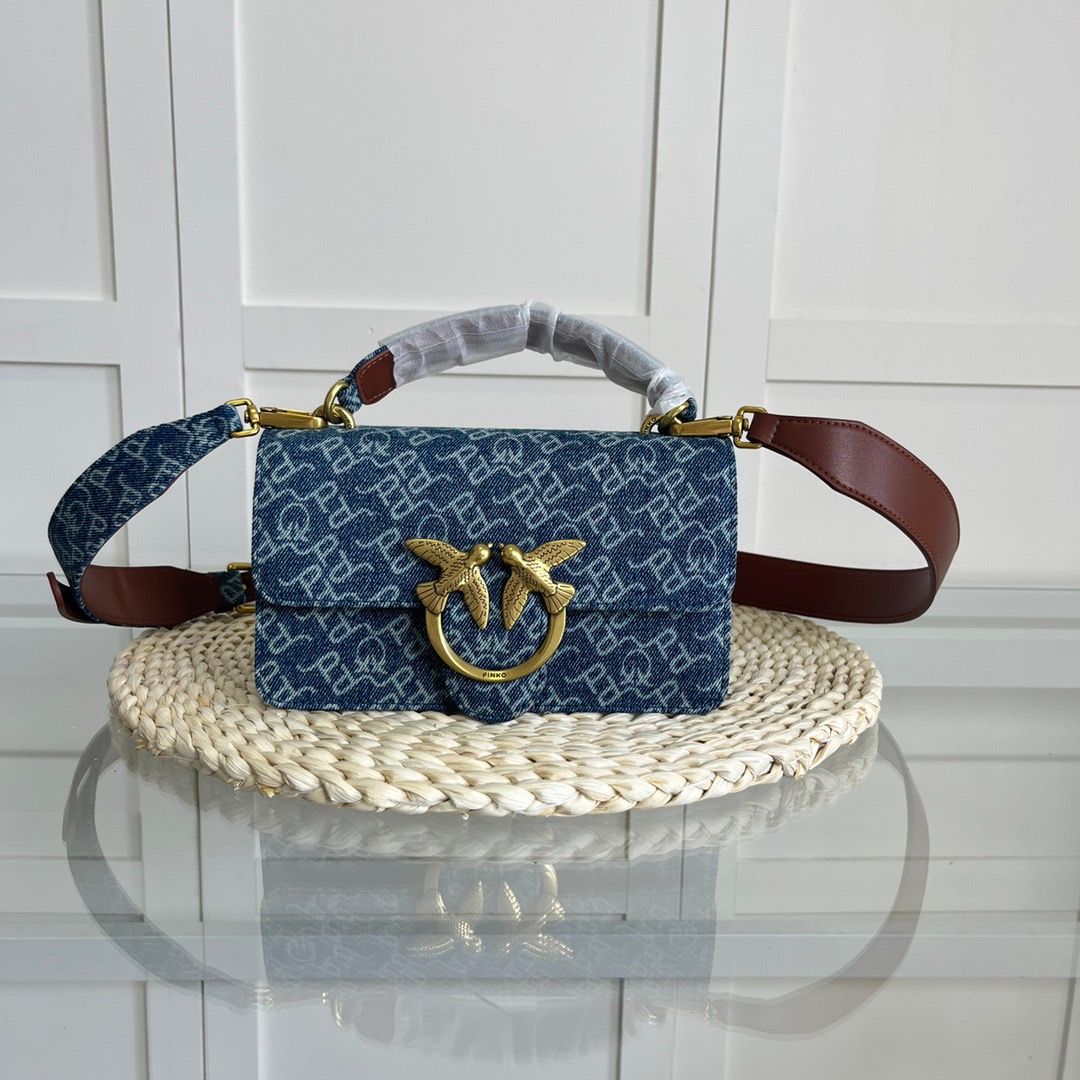 Pinko love mini denim monogram bag PIC08