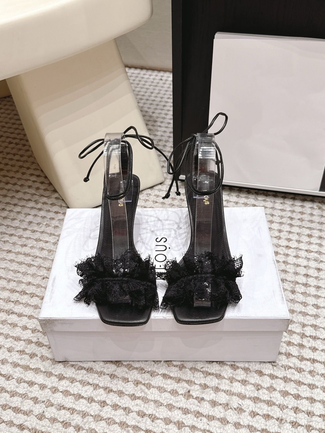 Neous belel lace-trimmed twill women sandals NODF01