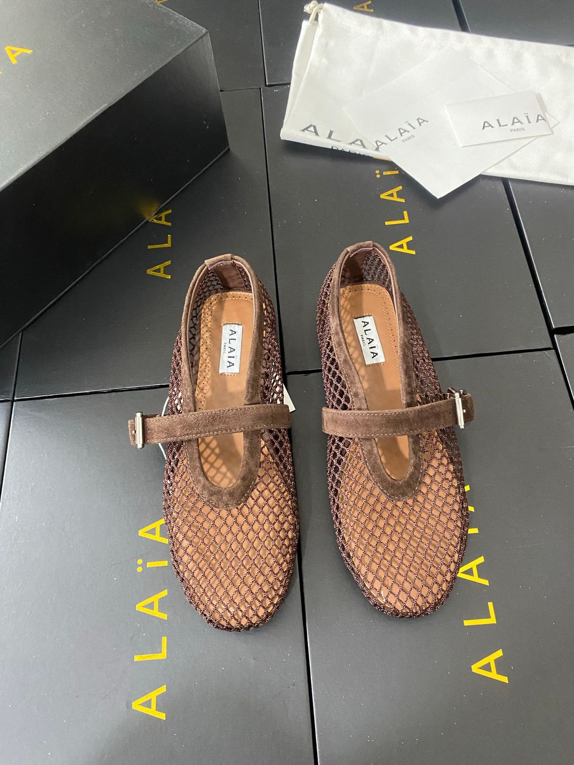 Alaïa Fishnet Ballerina Flats ALBH08
