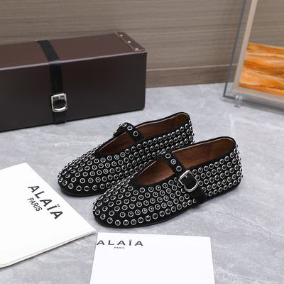 Alaïa crystal embellished suede ballet flats ALBI09