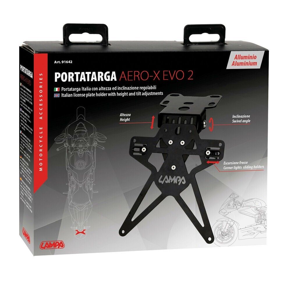 Aero-X Evo 2, portatarga Italia con altezza ed inclinazione regolabili