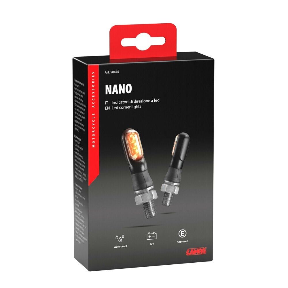 COPPIA DI FRECCE PER MOTO NANO INDICATORI DI DIREZIONE A LED 12V OMOLOGATE FUME&#39;