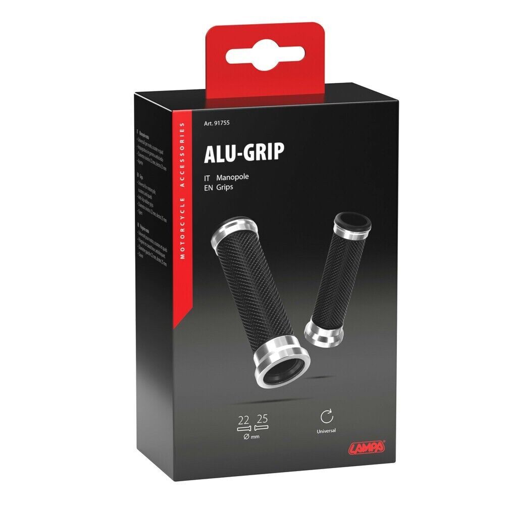 COPPIA MANOPOLA ALU-GRIP PER MOTO ARGENTO 120mmm APERTE