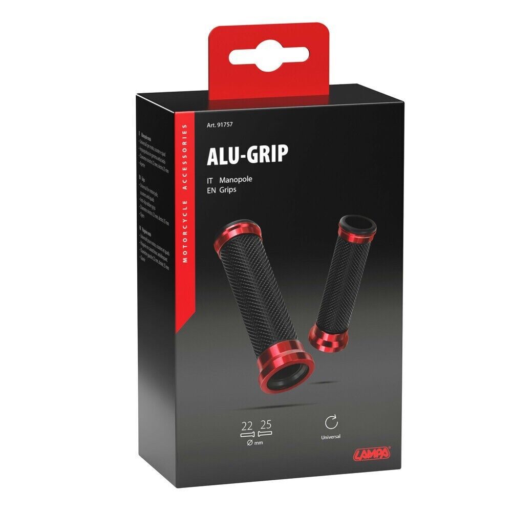 COPPIA MANOPOLA ALU-GRIP PER MOTO ROSSO 120mmm APERTE