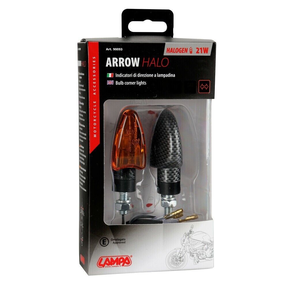FRECCE MOTO ALOGENE OMOLOGATE CARBON INDICATORI DIREZIONE 21W LENTE ARANCIO