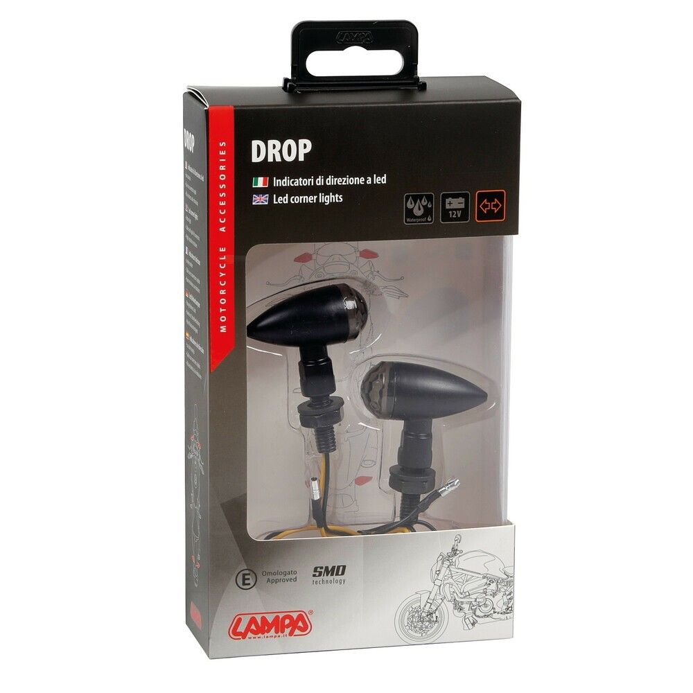 FRECCE A LED DROP PER MOTO (90482) COPPIA IN METALLO INDICATORI DI DIREZIONE LED