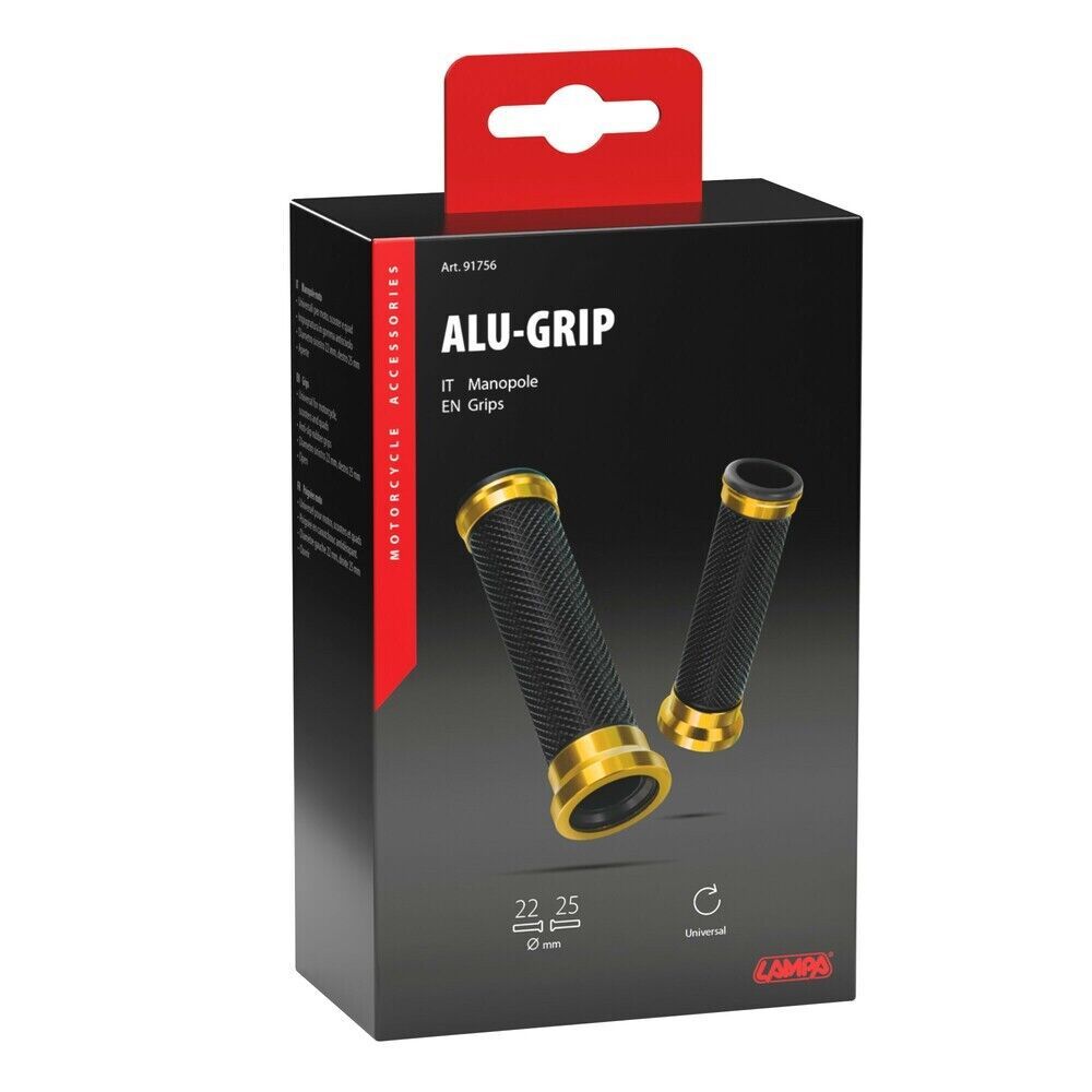 COPPIA MANOPOLA ALU-GRIP PER MOTO ORO 120mmm APERTE