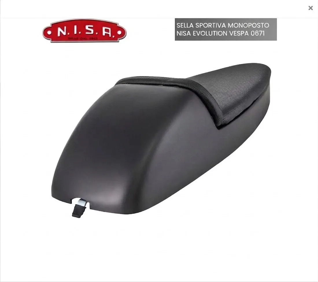 Sella Sportiva Monoposto Nisa Nera Evolution Corsa In Plastica ABS Vespa Px 0671