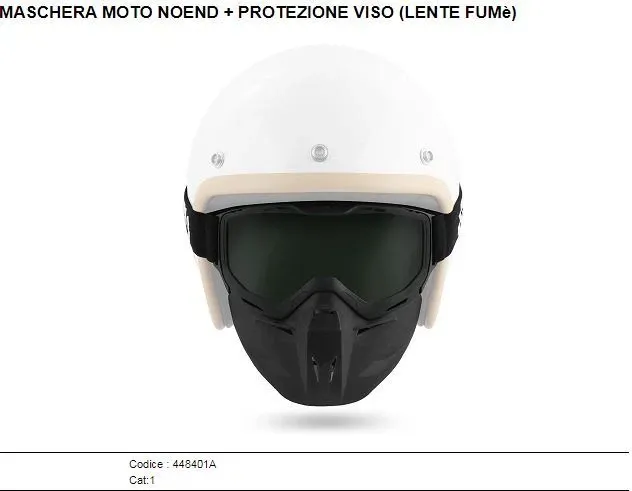 MASCHERA MOTO NOEND + PROTEZIONE VISO (LENTE FUMè) 448401A