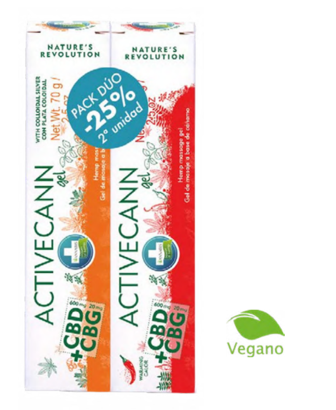 PACK DÚO Activecann gel + efecto calor CBD+CBG 75+75ml