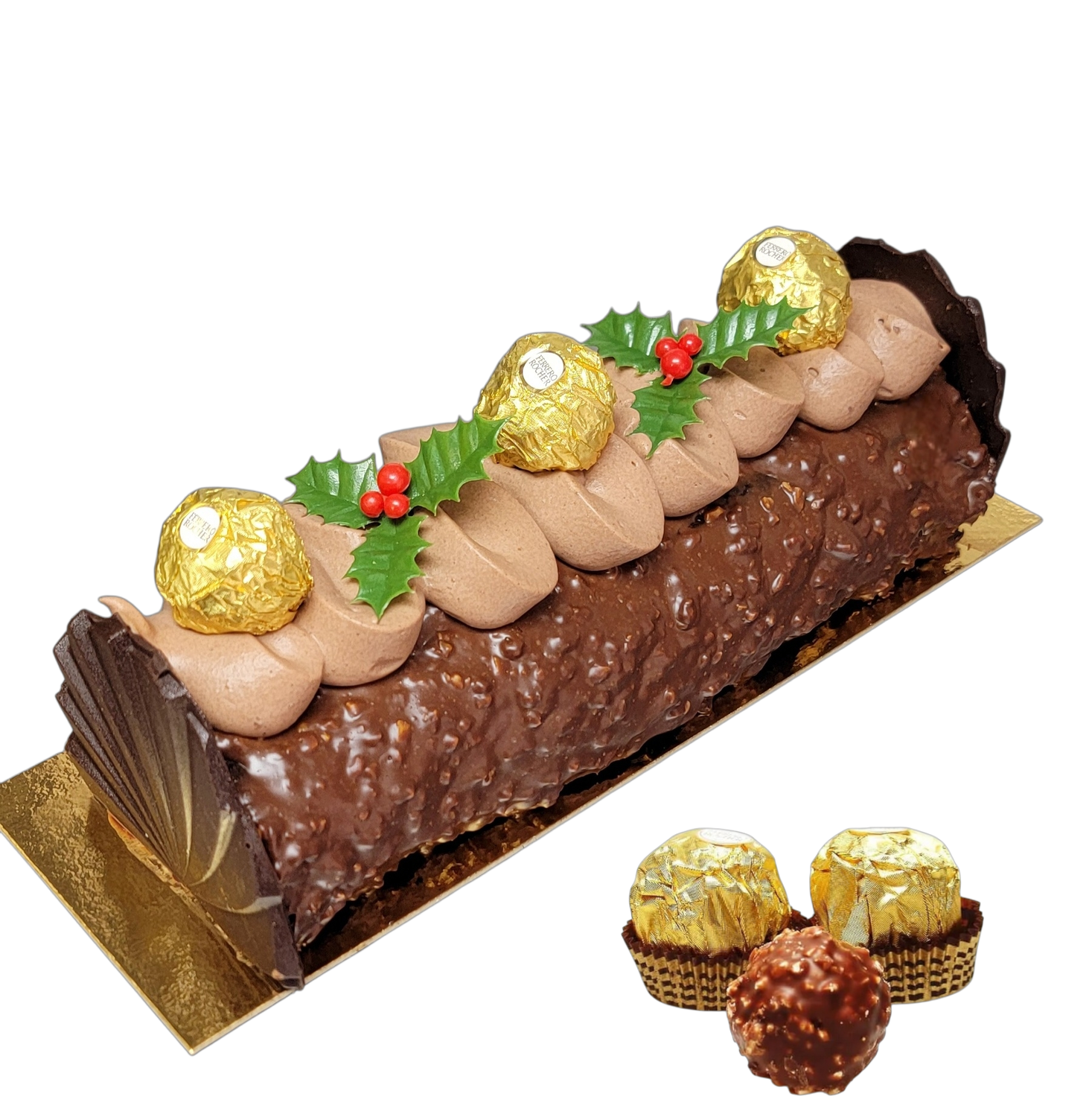 ROCHER STYLE CHOCOLATE HAZELNUT BÛCHE DE NOËL
