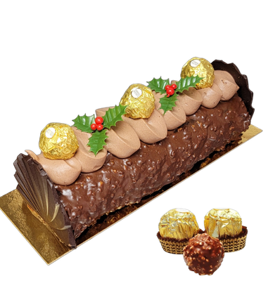 ROCHER STYLE CHOCOLATE HAZELNUT BÛCHE DE NOËL
