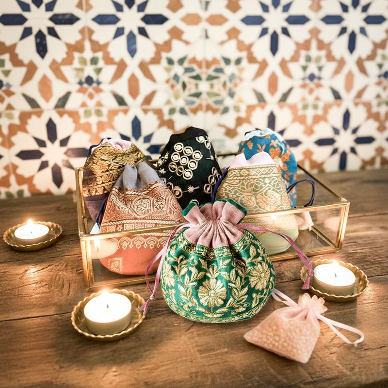 Figue Fragrance Powder in a handmade silk sachet.                                                                                                                                                                        (Min. 6 pieces Assorted)