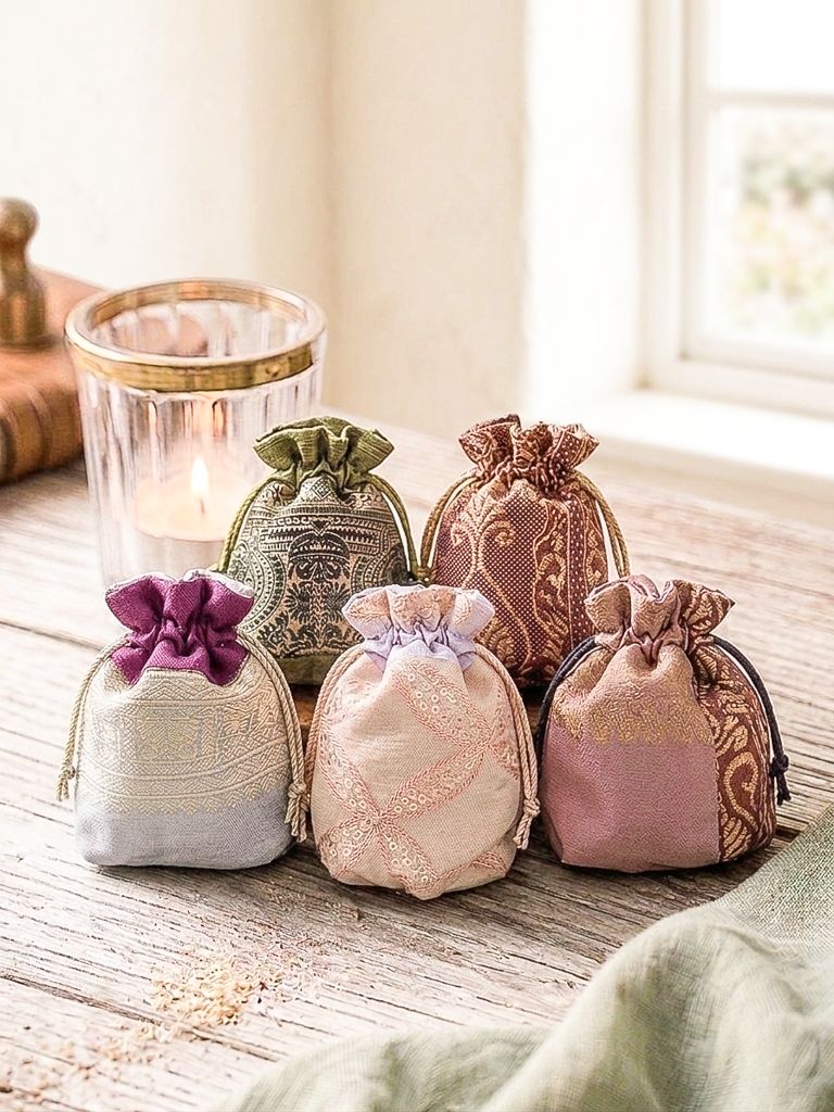 Figue Fragrance Powder in a handmade silk sachet.                                                                                                                                                                        (Min. 6 pieces Assorted)