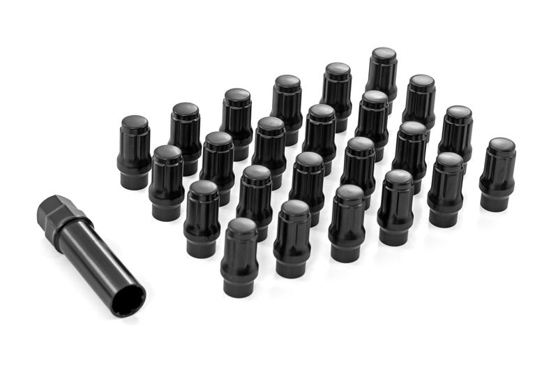 M12 x 1.5 Lug Nut Set of 24- Black | Closed End | Extended Thread
