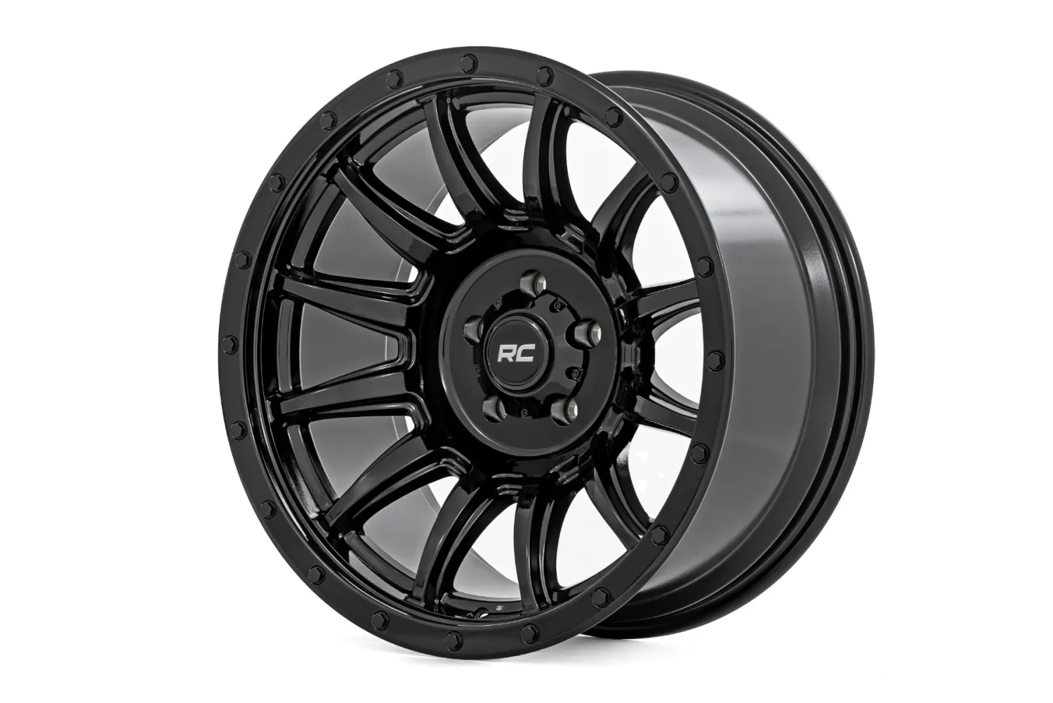 Rough Country 81 Series Wheel One-Piece- Semi Gloss Black w/machined spokes | 20x9 | 5x150 | +18m