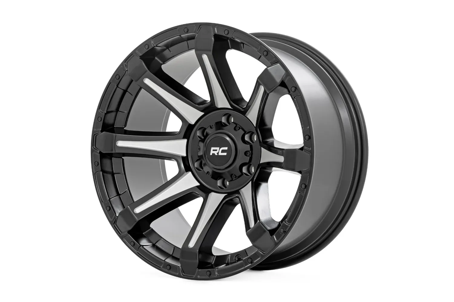Rough Country 81 Series Wheel One-Piece- Semi Gloss Black w/machined spokes | 20x9 | 5x5.5 | 0mm