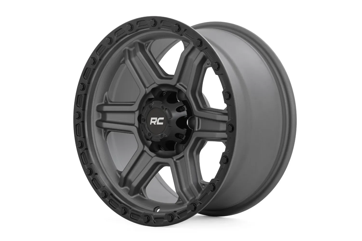Rough Country 79 Series Wheel One-Piece- Gunmetal Gray w/Black Ring | 17x8.5 | 6x5.5 | 0mm