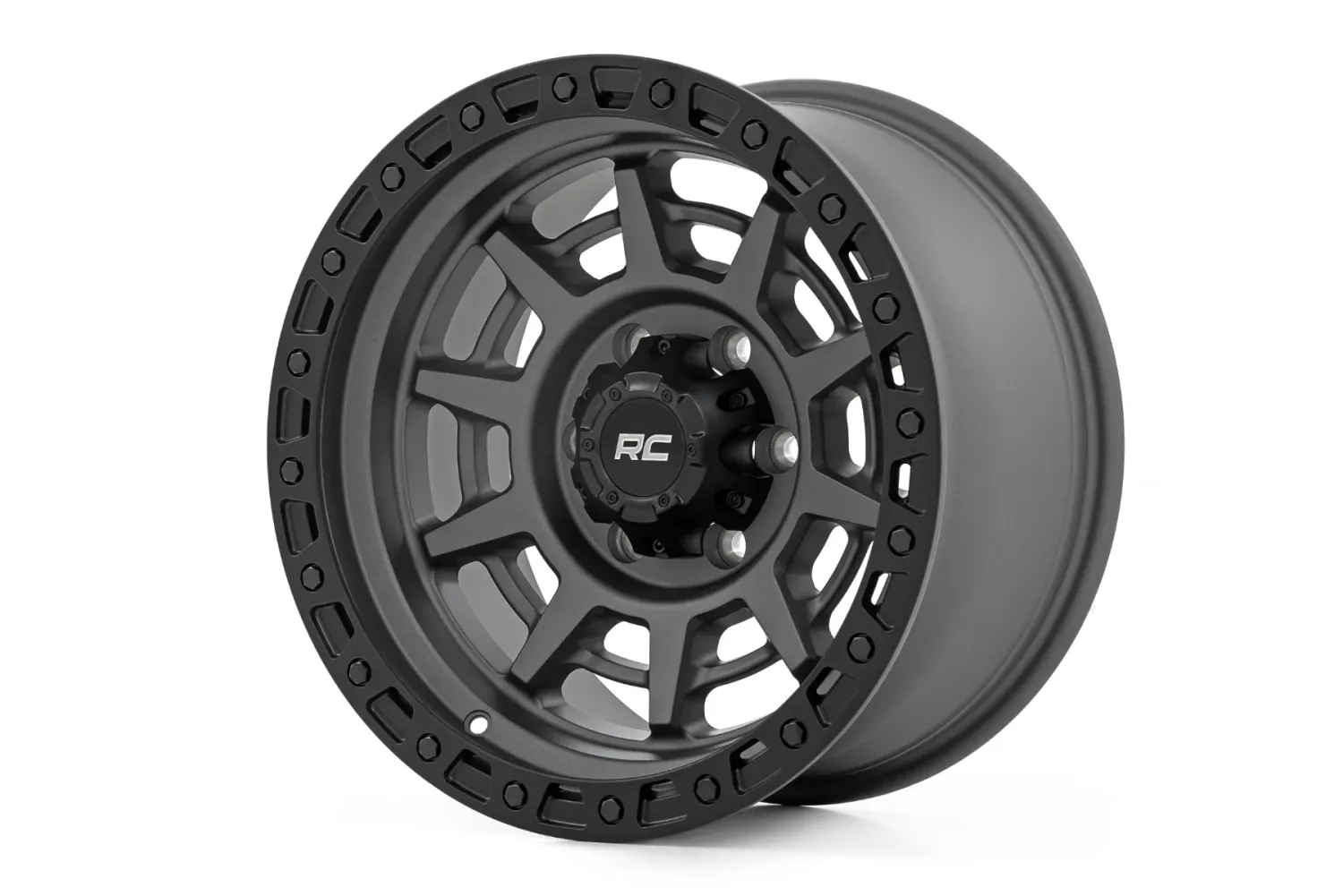 Rough Country 85 Series Wheel Simulated Beadlock | Gunmetal Gray/Black | 17x9 | 5x5.5 | -0mm