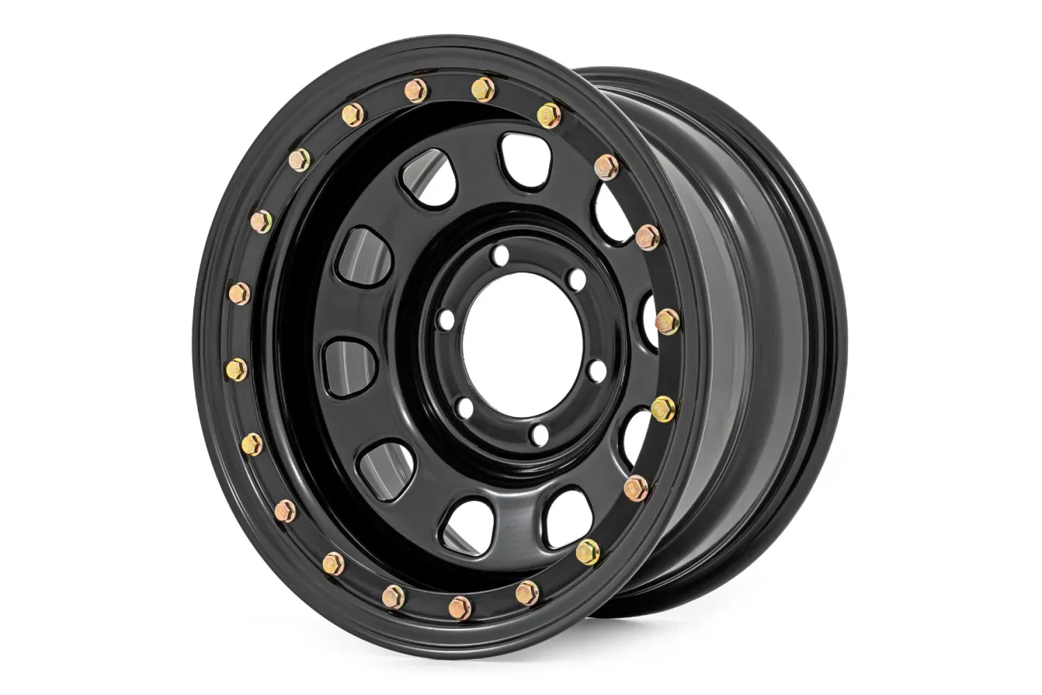 Steel Simulated Beadlock Wheel Black | 15x8 | 5x4.5 | 3.30 Bore | -19