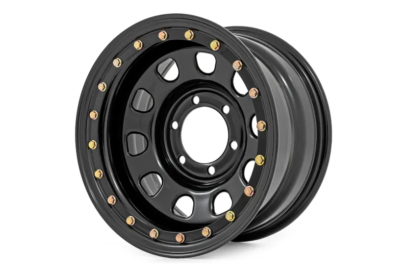 Steel Simulated Beadlock Wheel Black | 15x8 | 5x4.5 | 3.30 Bore | -19