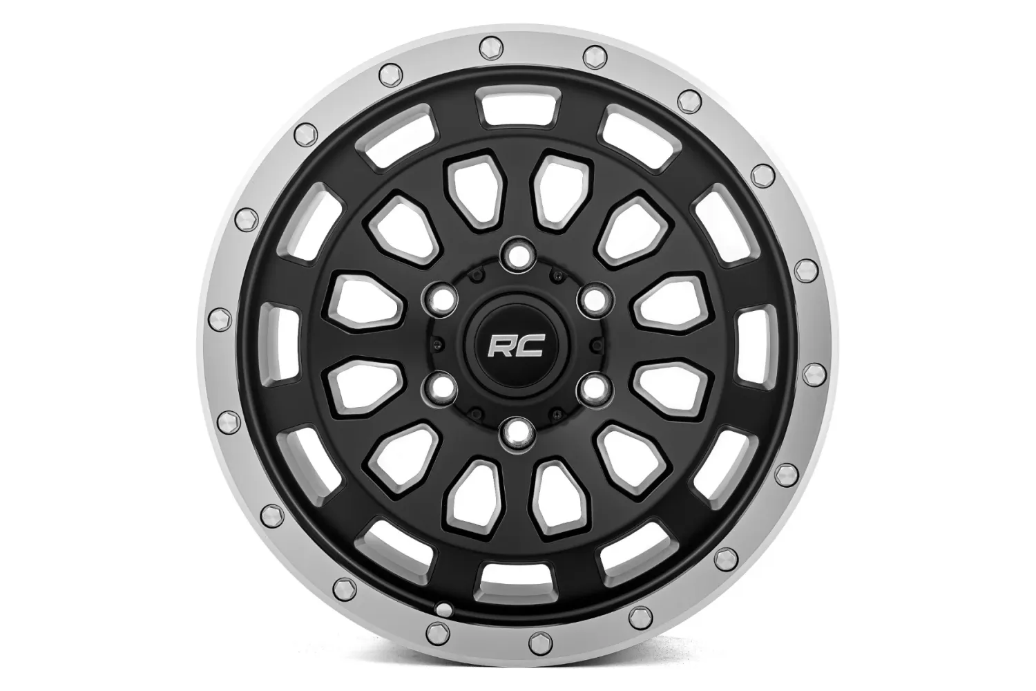 Rough Country 87 Series Wheel Simulated Beadlock | Black/Machined | 17x8.5 | 6x5.5 | +0mm