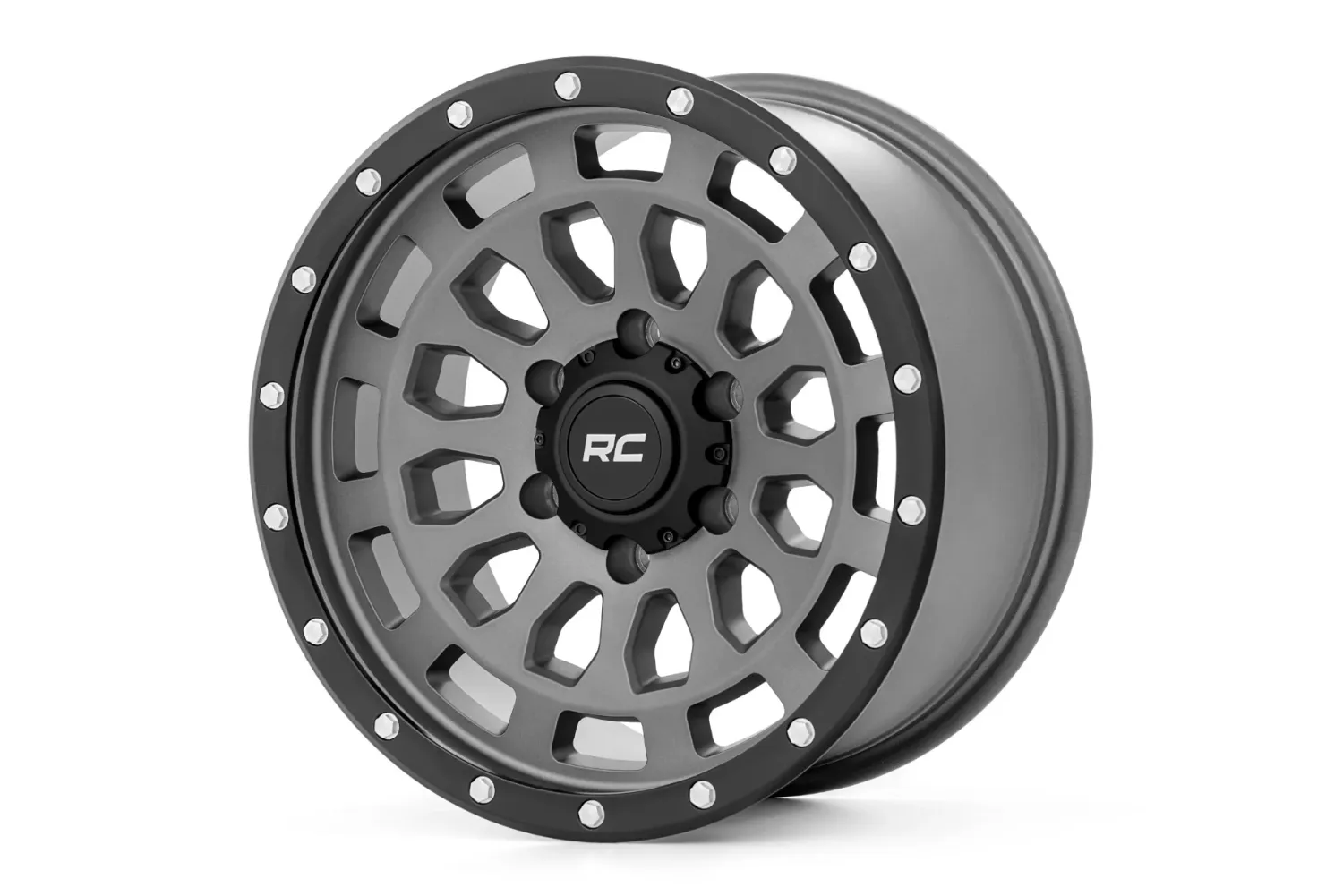 Rough Country 87 Series Wheel Simulated Beadlock | Gray/Black | 17x8.5 | 6x5.5 | +0mm